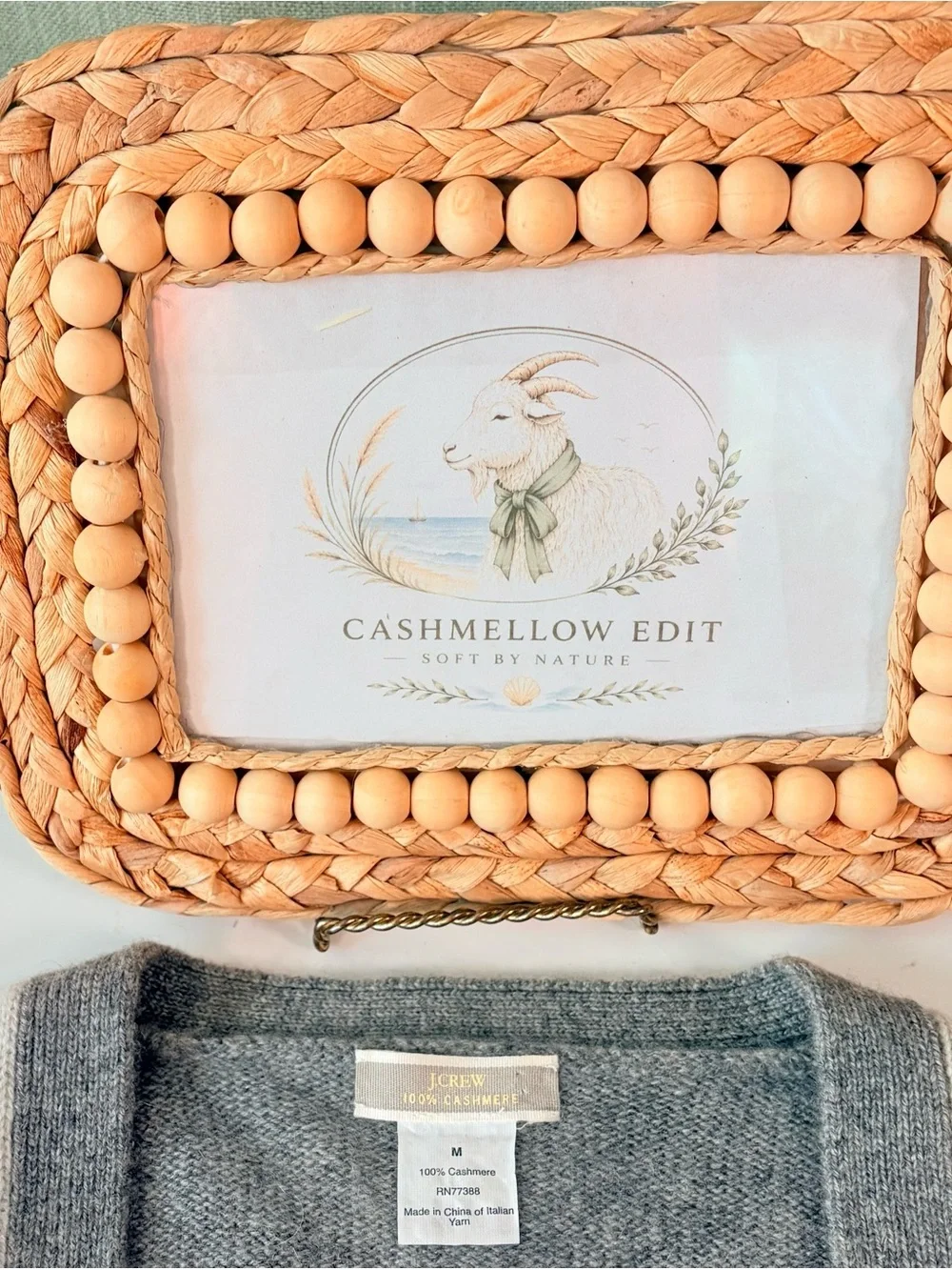 ☁️ J.Crew Heather Oatmeal & Dove Gray 100% Cashmere Cardigan | M